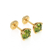 August Birthstone, 4mm Swarovski Crystal Stud Earrings - Solid 14K Gold, Screw Back, for Babies & Children