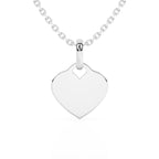 Sterling silver heart-shaped pendant on a chain against a white background.