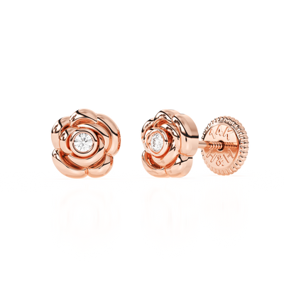 Blooming Rose, Clear CZ Stud Earrings5