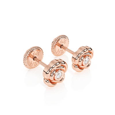 Blooming Rose, Clear CZ Stud Earrings1