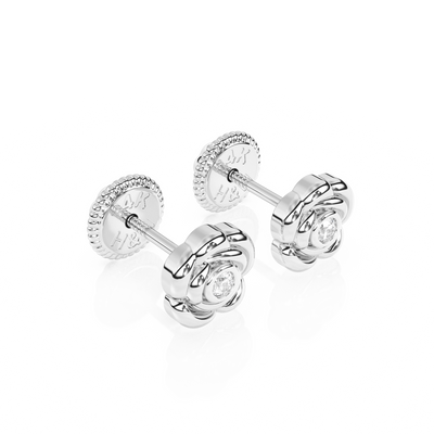 Blooming Rose, Clear CZ Stud Earrings1