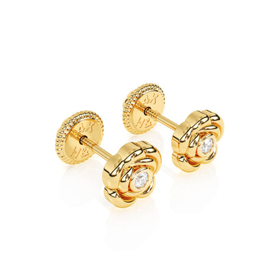 Blooming Rose, Clear CZ Stud Earrings1