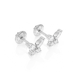 Brilliant Butterfly, Clear CZ Stud Earrings - Solid 14K White Gold, Screw Back, for Babies & Children