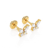 Brilliant Butterfly, Clear CZ Stud Earrings - Solid 14K Gold, Screw Back, for Babies & Children