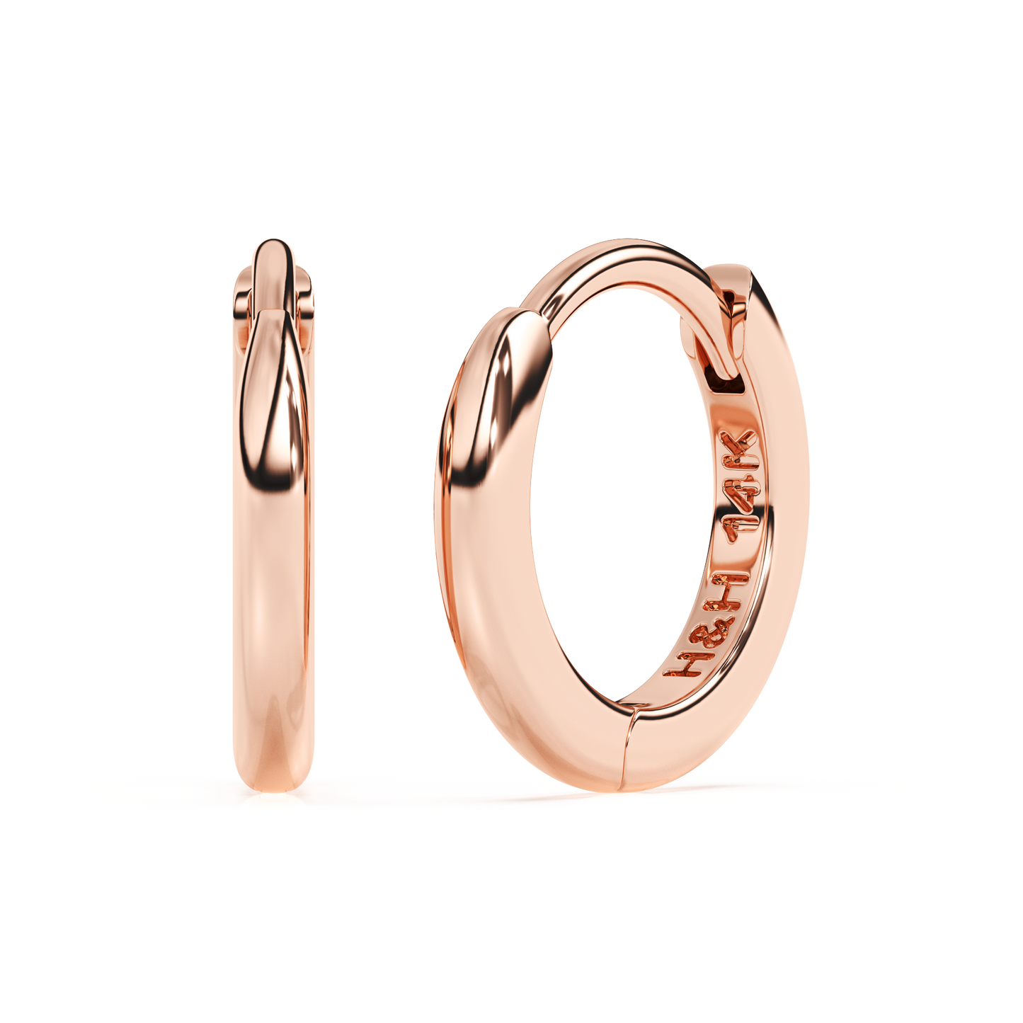 Classic, 9mm Huggie Hoop Earrings - Solid 14K Rose Gold, Huggie Hoop, for Babies & Children