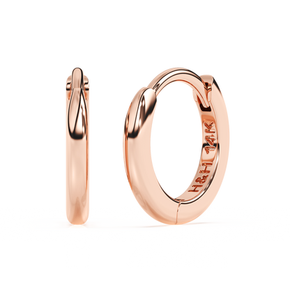 Classic, 9mm Huggie Hoop Earrings - Solid 14K Rose Gold, Huggie Hoop, for Babies & Children