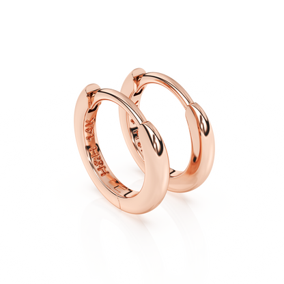 Classic, 9mm Huggie Hoop Earrings - Solid 14K Rose Gold, Huggie Hoop, for Babies & Children
