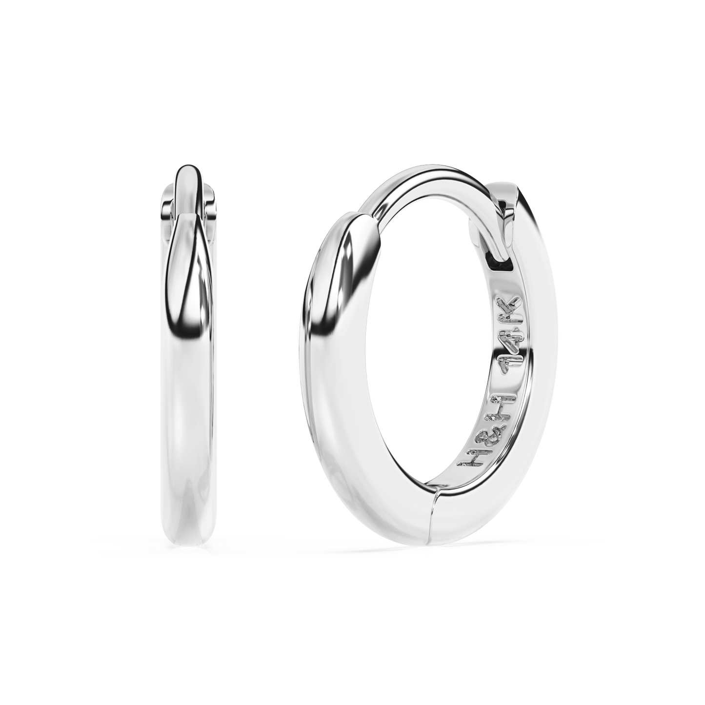 Classic, 9mm Huggie Hoop Earrings - Solid 14K White Gold, Huggie Hoop, for Babies & Children