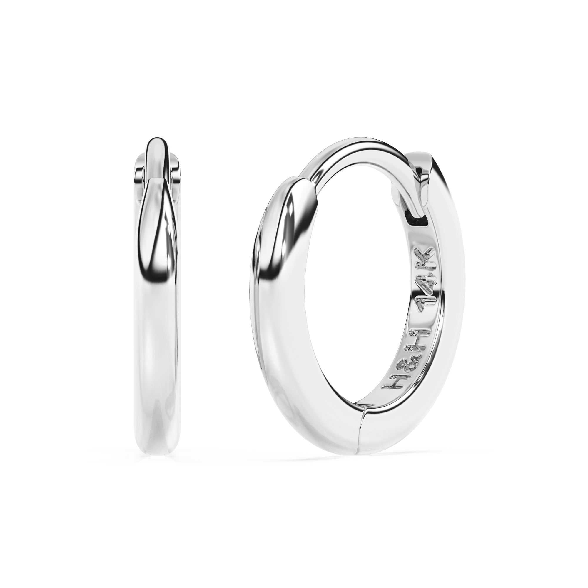 Classic, 9mm Huggie Hoop Earrings - Solid 14K White Gold, Huggie Hoop, for Babies & Children