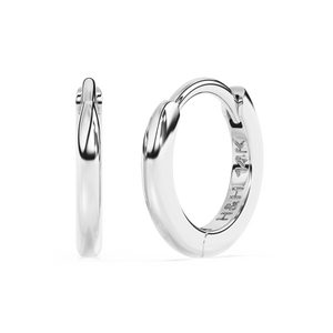 Classic, 9mm Huggie Hoop Earrings - Solid 14K White Gold, Huggie Hoop, for Babies & Children