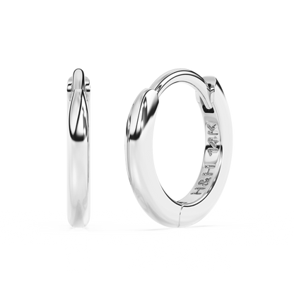 Classic, 9mm Huggie Hoop Earrings - Solid 14K White Gold, Huggie Hoop, for Babies & Children