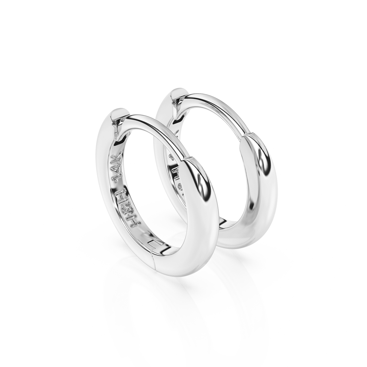 Classic, 9mm Huggie Hoop Earrings - Solid 14K White Gold, Huggie Hoop, for Babies & Children