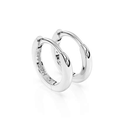 Classic, 9mm Huggie Hoop Earrings - Solid 14K White Gold, Huggie Hoop, for Babies & Children