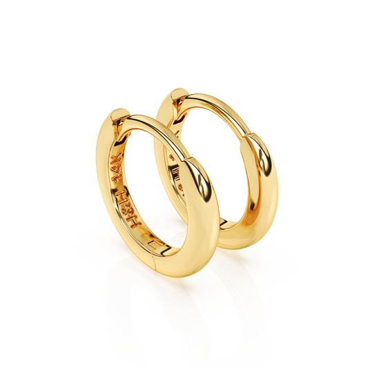 Classic, 9mm Huggie Hoop Earrings - Solid 14K Gold, Huggie Hoop, for Babies & Children