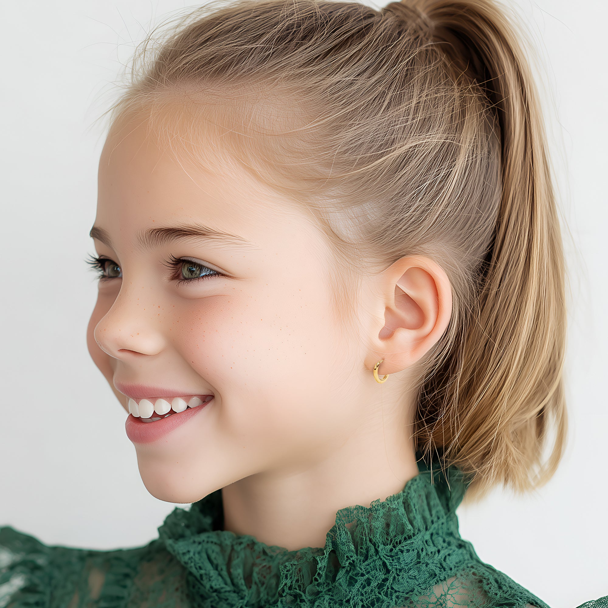 Classic, 9mm Huggie Hoop Earrings - Solid 14K Gold, Huggie Hoop, for Babies & Children