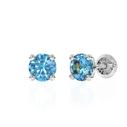 December Birthstone, 4mm Swarovski Crystal Stud Earrings - Solid 14K White Gold, Screw Back, for Babies & Children