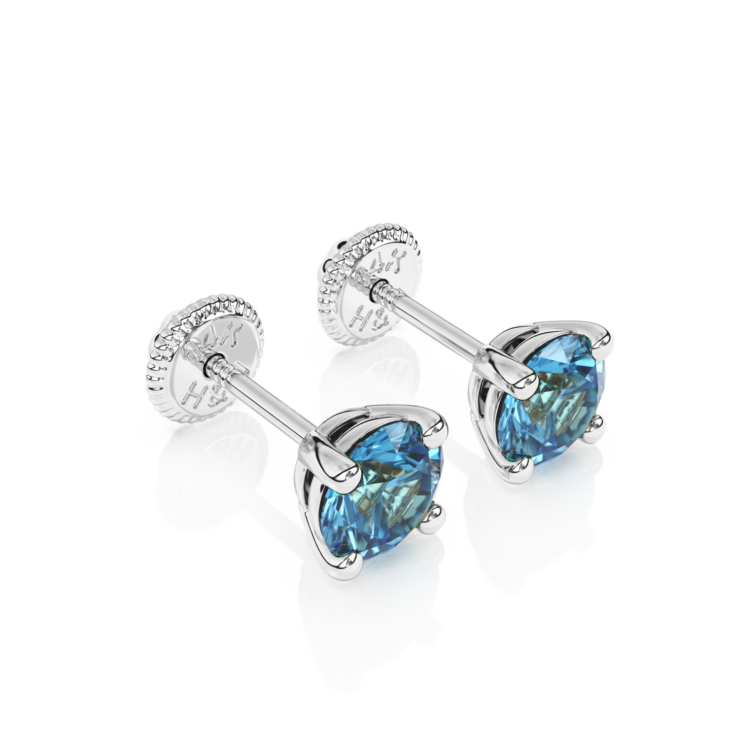 December Birthstone, 4mm Swarovski Crystal Stud Earrings - Solid 14K White Gold, Screw Back, for Babies & Children