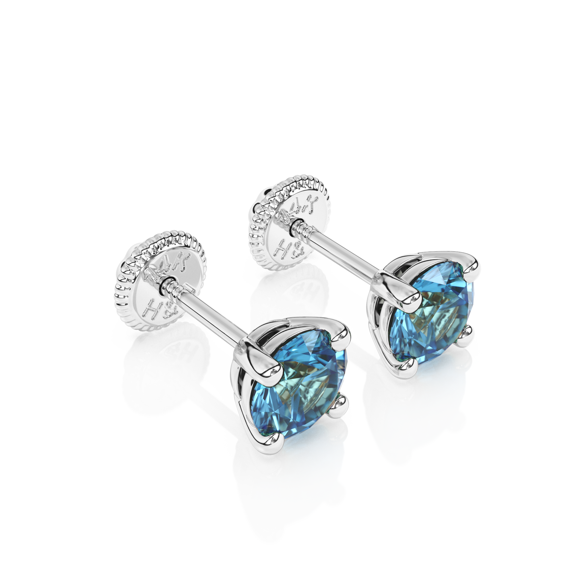 December Birthstone, 4mm Swarovski Crystal Stud Earrings - Solid 14K White Gold, Screw Back, for Babies & Children