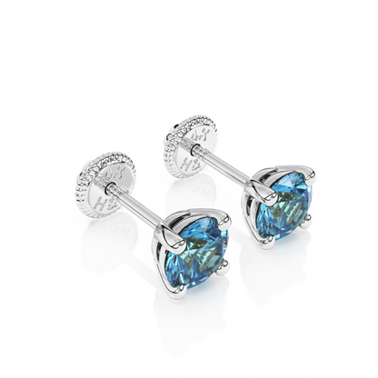 December Birthstone, 4mm Swarovski Crystal Stud Earrings - Solid 14K White Gold, Screw Back, for Babies & Children