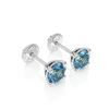 December Birthstone, 4mm Swarovski Crystal Stud Earrings - Solid 14K White Gold, Screw Back, for Babies & Children