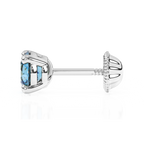 December Birthstone, 4mm Swarovski Crystal Stud Earrings - Solid 14K White Gold, Screw Back, for Babies & Children