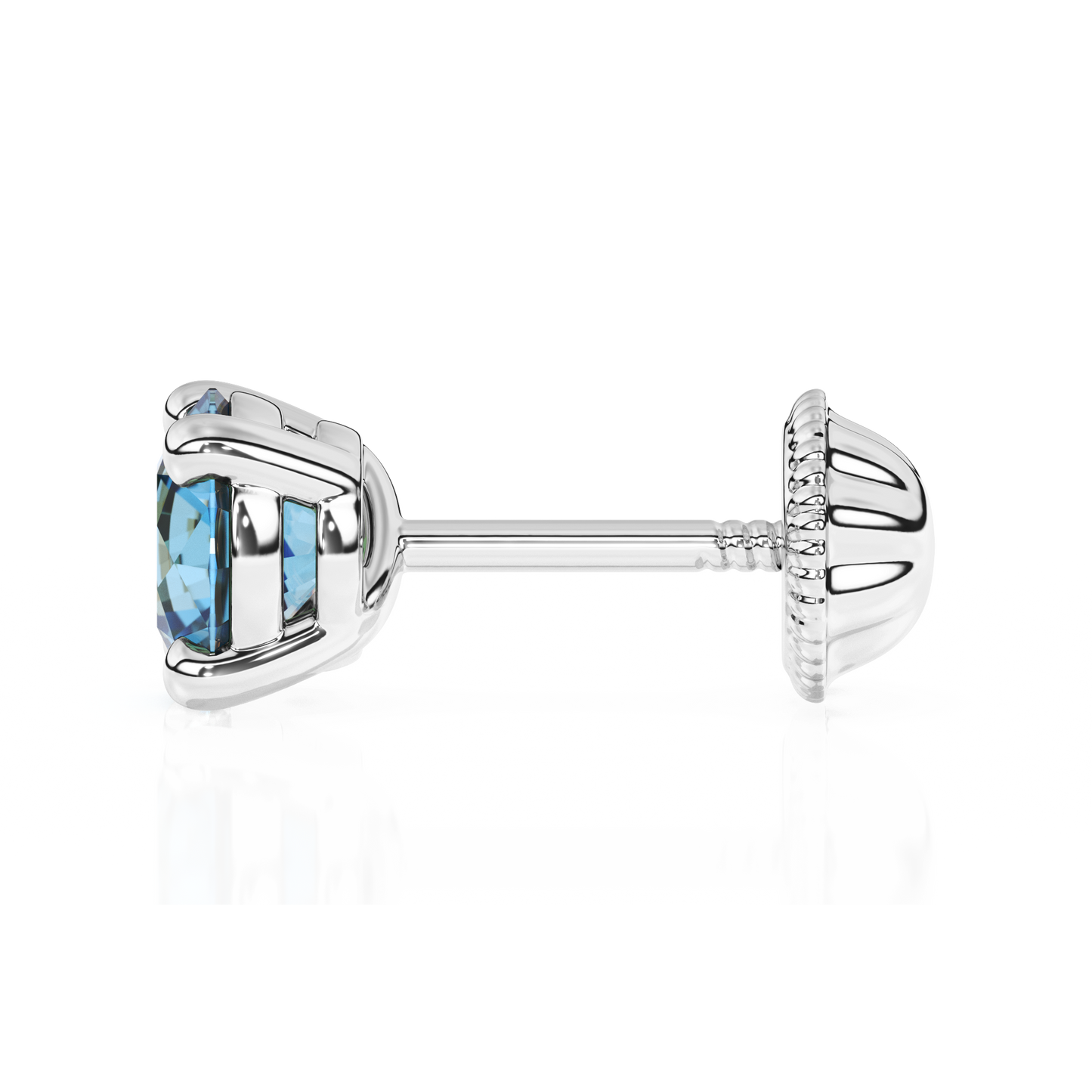 December Birthstone, 4mm Swarovski Crystal Stud Earrings - Solid 14K White Gold, Screw Back, for Babies & Children