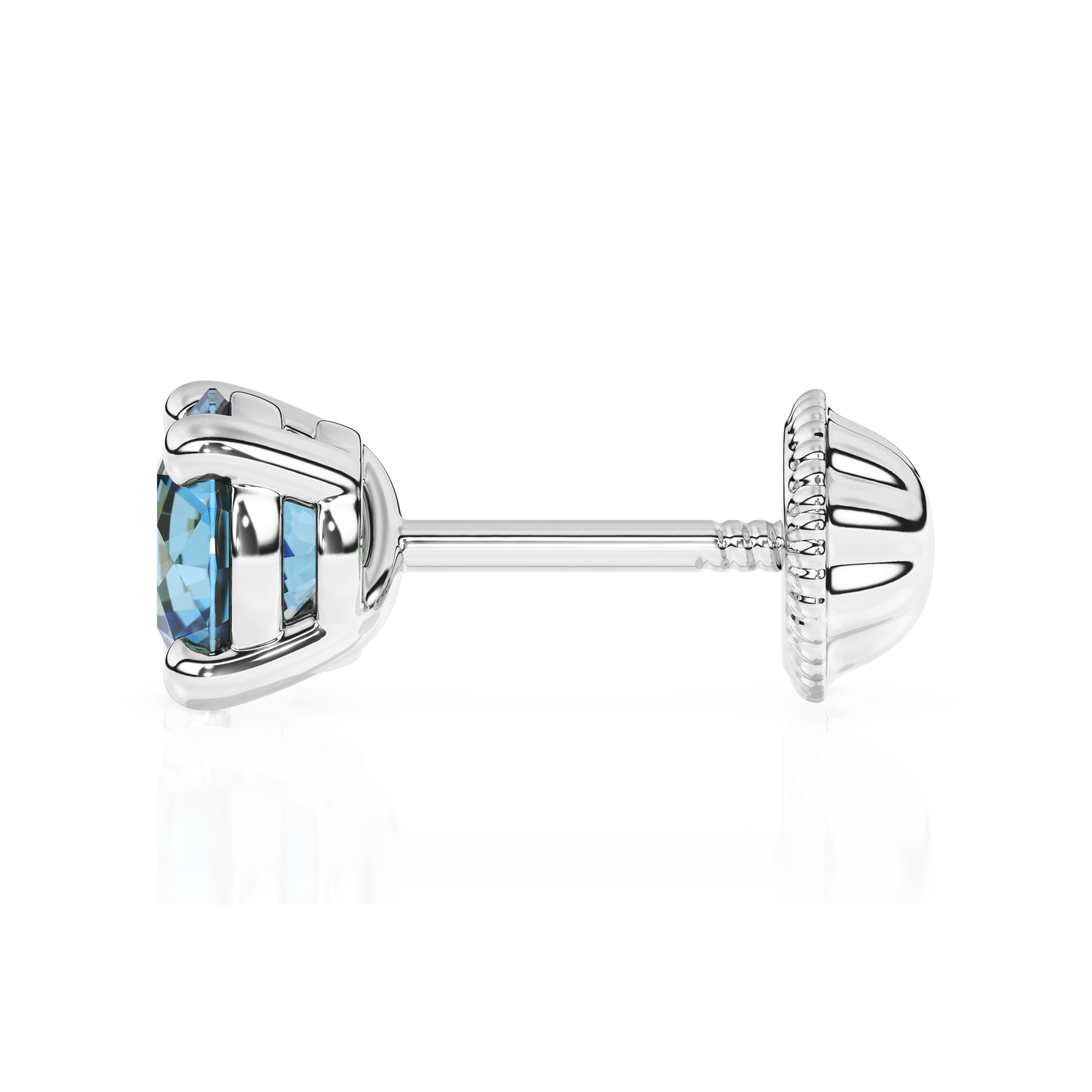 December Birthstone, 4mm Swarovski Crystal Stud Earrings - Solid 14K White Gold, Screw Back, for Babies & Children
