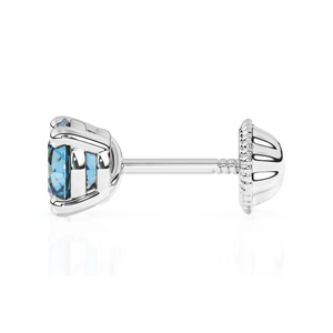 December Birthstone, 4mm Swarovski Crystal Stud Earrings - Solid 14K White Gold, Screw Back, for Babies & Children