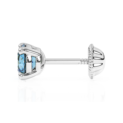 December Birthstone, 4mm Swarovski Crystal Stud Earrings - Solid 14K White Gold, Screw Back, for Babies & Children