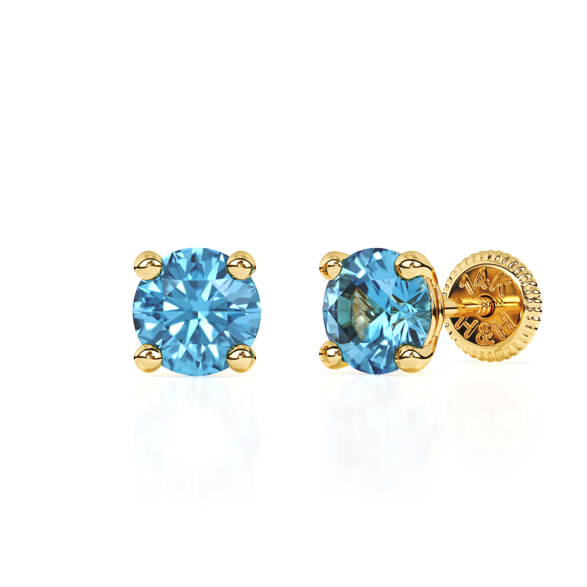 December Birthstone, 4mm Swarovski Crystal Stud Earrings - Solid 14K Gold, Screw Back, for Babies & Children