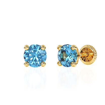 December Birthstone, 4mm Swarovski Crystal Stud Earrings - Solid 14K Gold, Screw Back, for Babies & Children