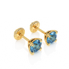 December Birthstone, 4mm Swarovski Crystal Stud Earrings - Solid 14K Gold, Screw Back, for Babies & Children