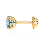 December Birthstone, 4mm Swarovski Crystal Stud Earrings - Solid 14K Gold, Screw Back, for Babies & Children