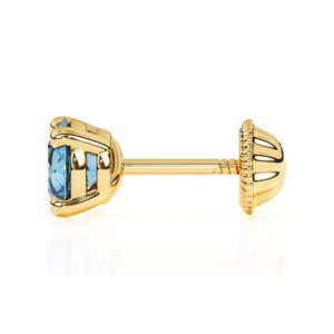 December Birthstone, 4mm Swarovski Crystal Stud Earrings - Solid 14K Gold, Screw Back, for Babies & Children