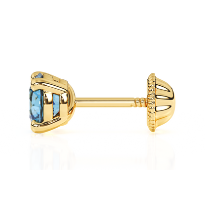 December Birthstone, 4mm Swarovski Crystal Stud Earrings - Solid 14K Gold, Screw Back, for Babies & Children