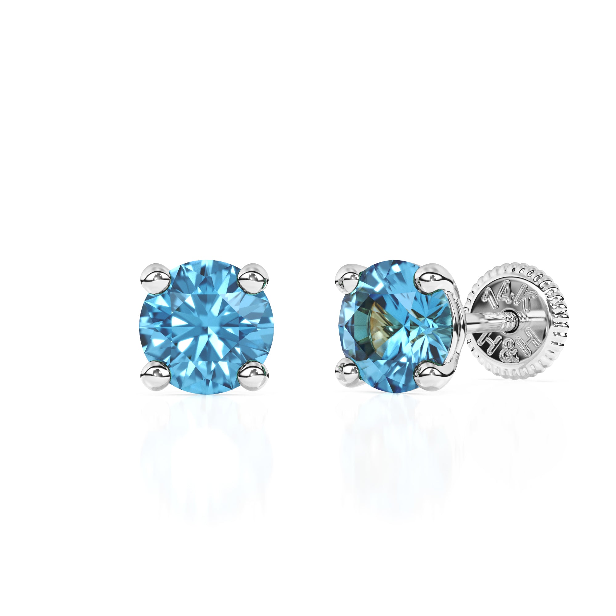 Swarovski December birthstone stud earrings in white gold with screwback post.