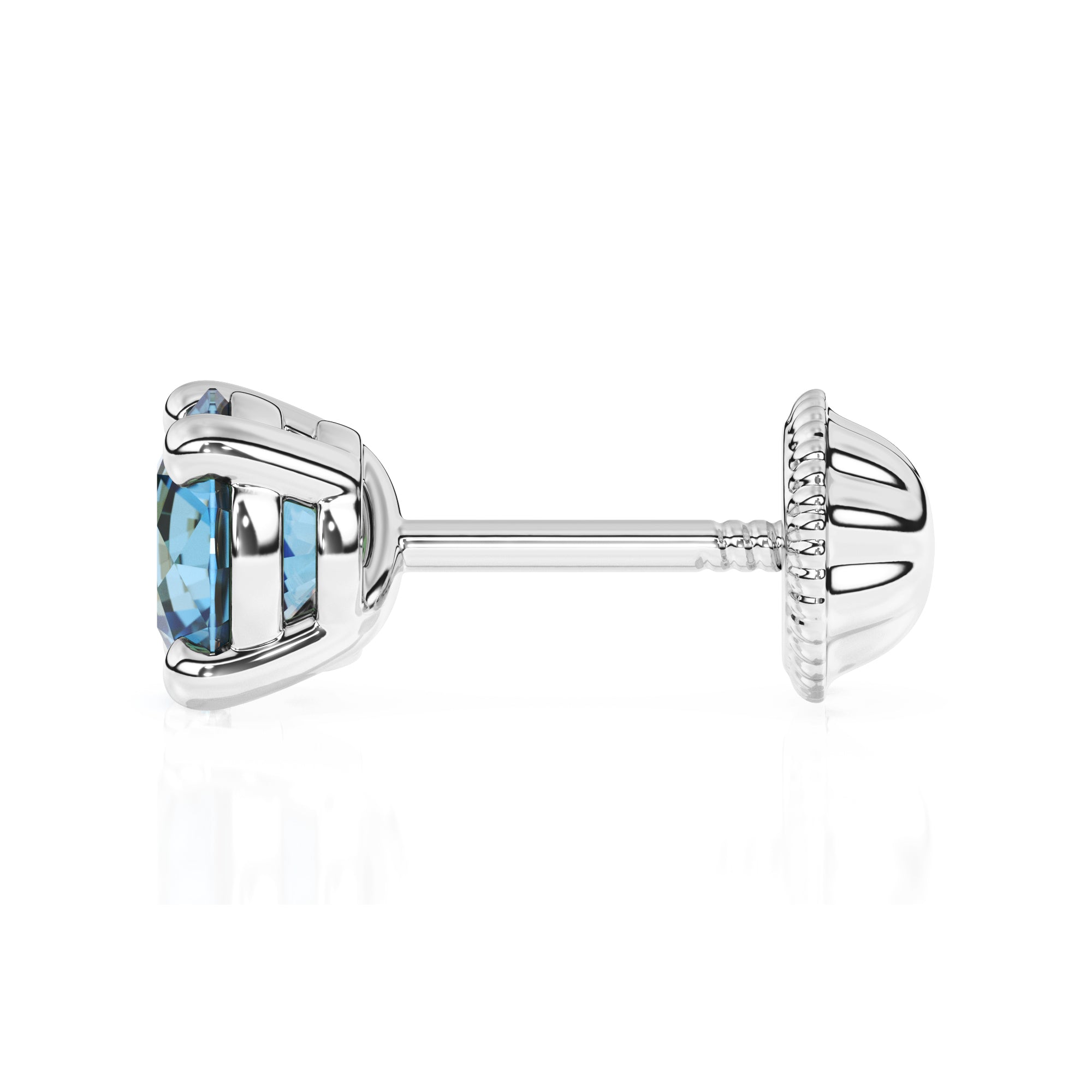 Swarovski December birthstone stud earrings in white gold with screwback post.