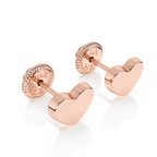Elegant Heart, Stud Earrings - Solid 14K Rose Gold, Screw Back, for Babies & Children