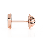 Elegant Heart, Stud Earrings - Solid 14K Rose Gold, Screw Back, for Babies & Children