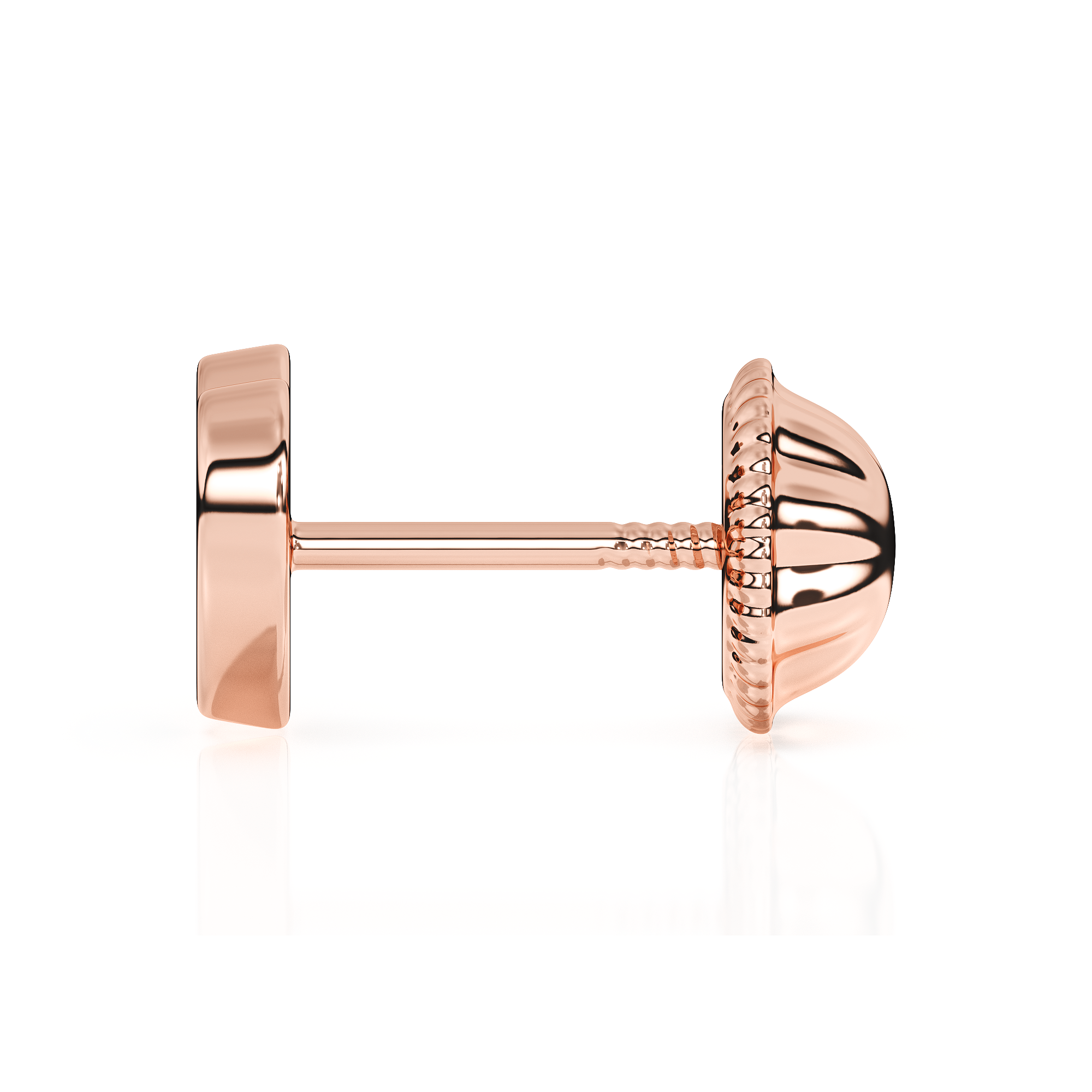 Elegant Heart, Stud Earrings - Solid 14K Rose Gold, Screw Back, for Babies & Children