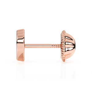Elegant Heart, Stud Earrings - Solid 14K Rose Gold, Screw Back, for Babies & Children