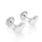 Elegant Heart, Stud Earrings - Solid 14K White Gold, Screw Back, for Babies & Children