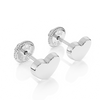 Elegant Heart, Stud Earrings - Solid 14K White Gold, Screw Back, for Babies & Children