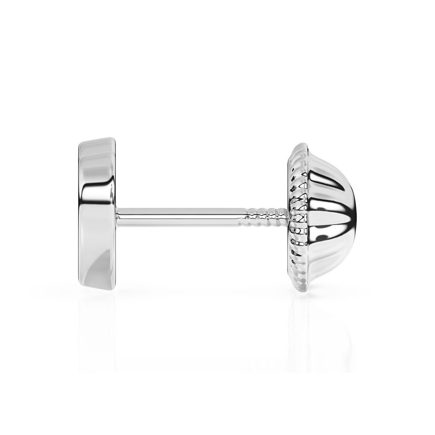 Elegant Heart, Stud Earrings - Solid 14K White Gold, Screw Back, for Babies & Children