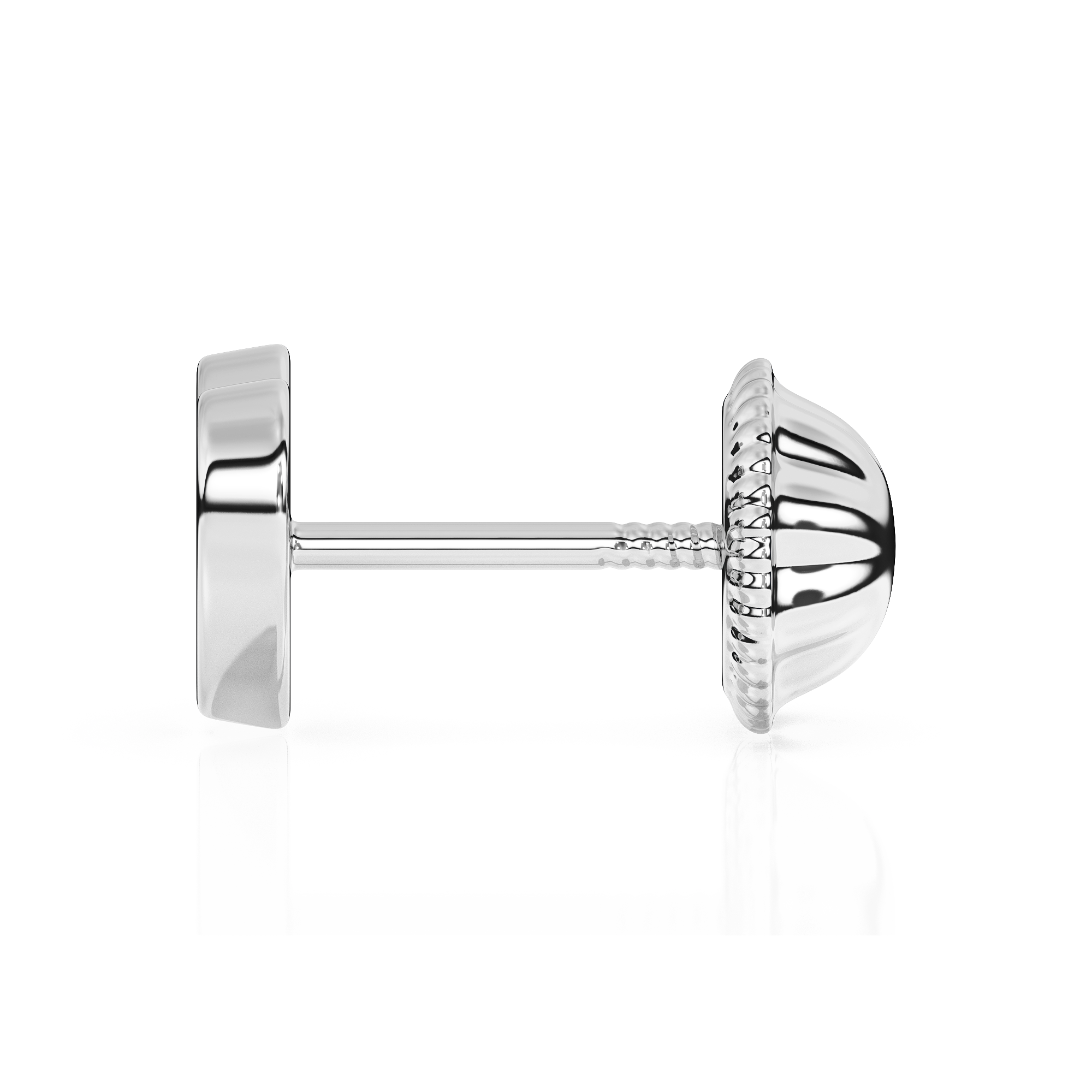 Elegant Heart, Stud Earrings - Solid 14K White Gold, Screw Back, for Babies & Children