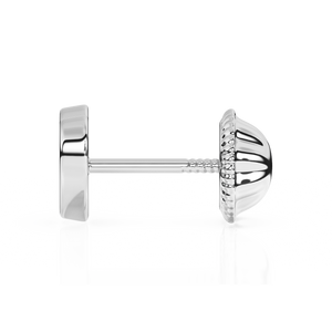 Elegant Heart, Stud Earrings - Solid 14K White Gold, Screw Back, for Babies & Children