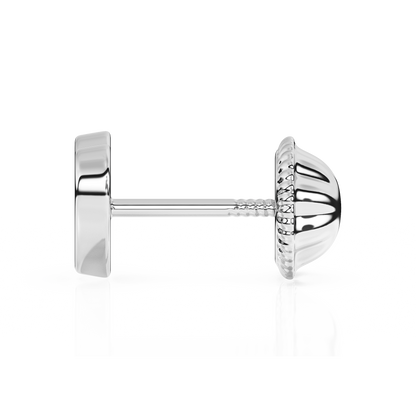 Elegant Heart, Stud Earrings - Solid 14K White Gold, Screw Back, for Babies & Children