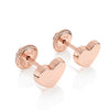 Pendientes de botón con forma de corazón elegante - Oro rosa macizo de 14 quilates, cierre de rosca, para bebés y niños