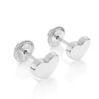 Pendientes de botón con forma de corazón elegante - Oro blanco macizo de 14 quilates, cierre de rosca, para bebés y niños