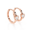 Endless Love, Clear Heart CZ Huggie Hoop Earrings - Solid 14K Rose Gold, Huggie Hoop, for Babies & Children